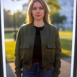 Reiss Dark Green Bomber Jacket